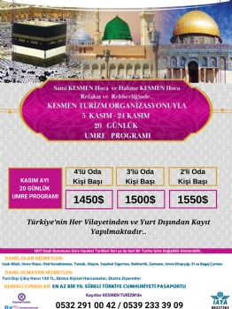 5-24 Kasım Umre Programı